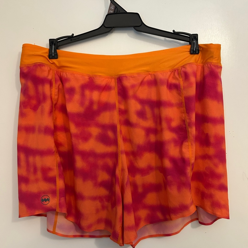 Janji Athletic Shorts in Orange and Pink Tie-Dye